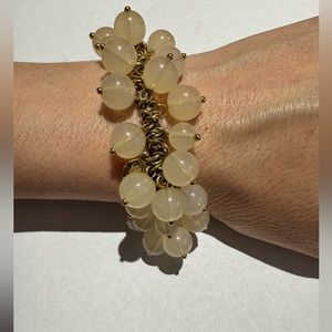 J Crew Chunky Stretch Bracelet Gold Tone Translucent Pink